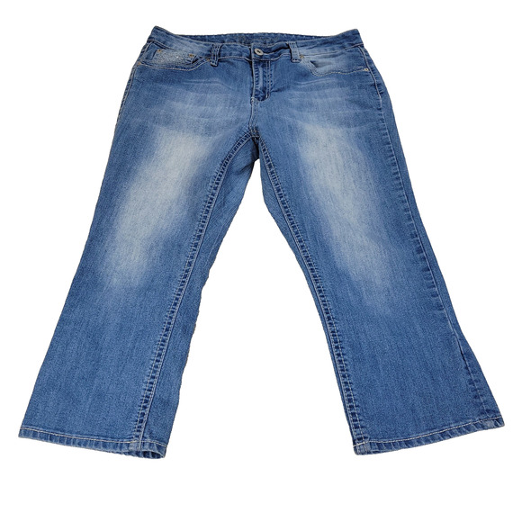 ND Weekend Jeans Womens Blue Sz 14 3/4 Skinny Straight Leg Embellished Pockets - Picture 1 of 13